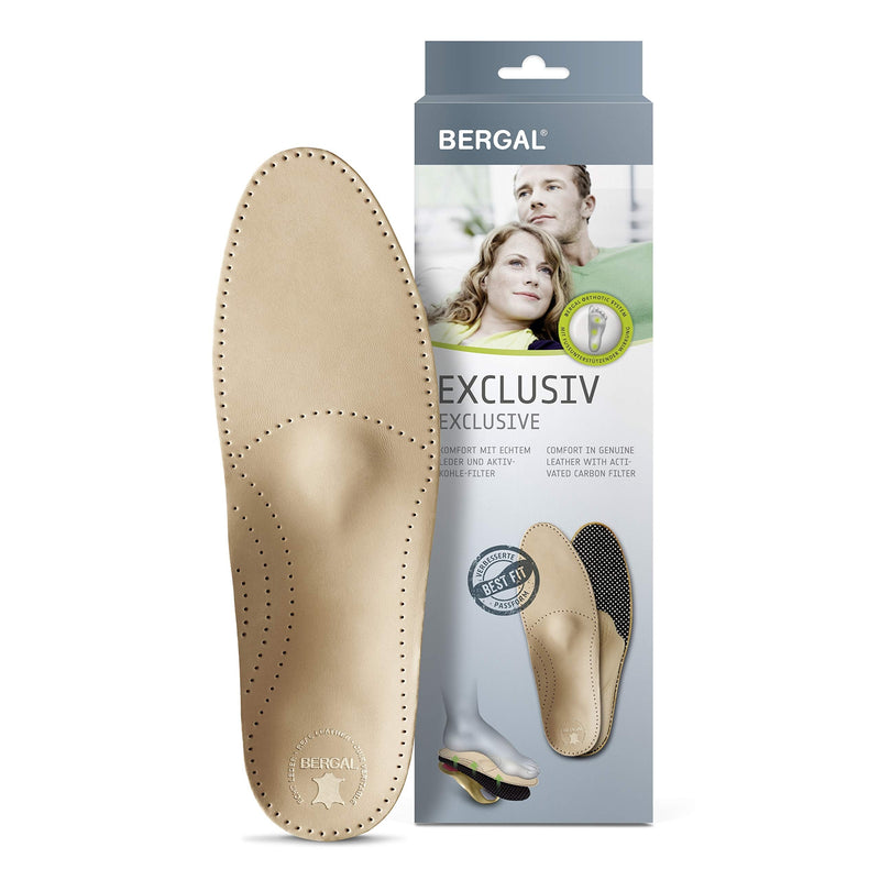 BERGAL breathable leather comfort footbed made of vegetable tanned leather and activated carbon Bergal Orthotic System for women and men Size 36 - 50 EU 45 / UK 10.5-11 / US M11.5-12 - NewNest Australia
