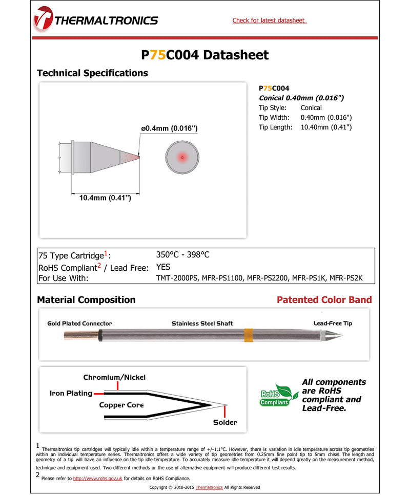 Thermaltronics P75C004 Conical 0.40mm (0.016in) - NewNest Australia