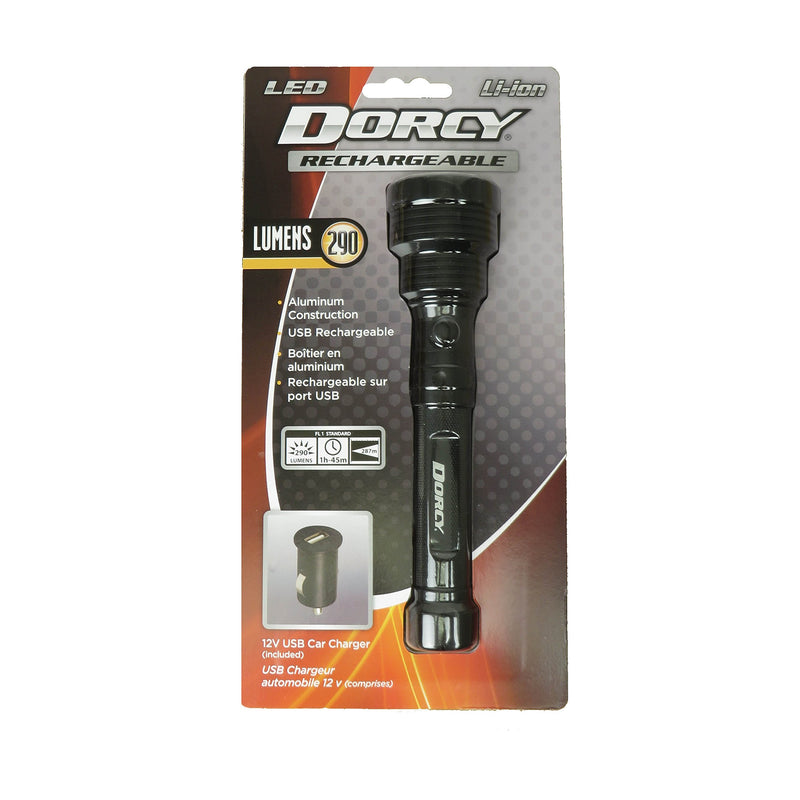 Dorcy 41-4299 USB Rechargeable Aluminum LED Flashlight with USB Cable and 12v USB Car Charger, 800-Lumens, Black Finish - NewNest Australia