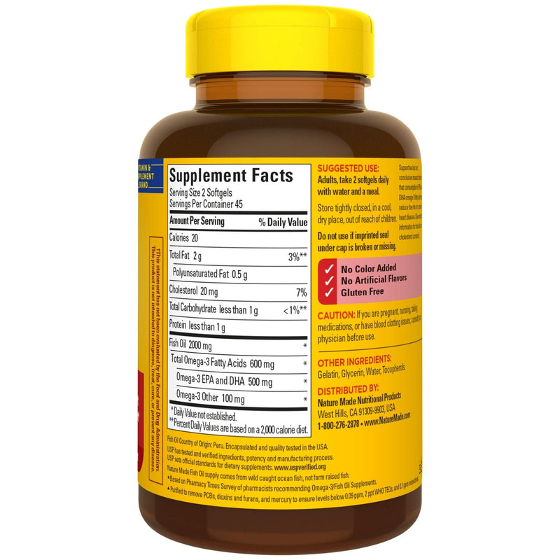 Nature Made Fish Oil 1000 mg, 90 Softgels, Fish Oil Omega 3 Supplement For Heart Health 90 Count - NewNest Australia