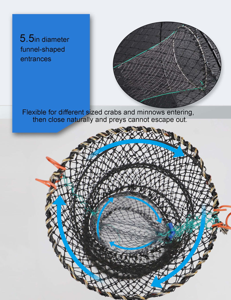 Hlotmeky Crab Trap Minnow Trap Fishing Bait Traps with 10m Hand Rope, Folded Lobster Crawfish Fishing Net Trap A - NewNest Australia
