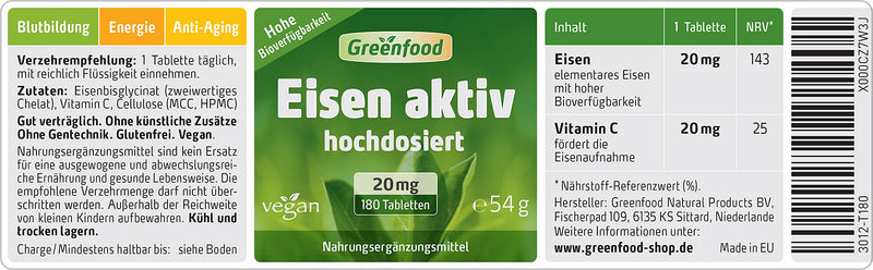 High-Dose Punch Active, 20 Mg, Tablets, Vegan, High Organic Availability, Great Compatible ‚ Important For Immune System, Blood And Energy. No Artificial Additives. Gm Free., , , - NewNest Australia