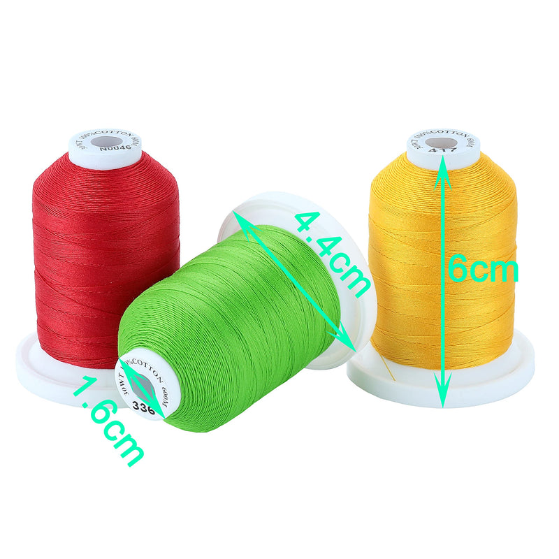 New brothread - 15 Options - Multi-Purpose 100% Mercerized Cotton Threads 30WT(50S/3) 600M Each Spool for Quilting, Sewing and Embroidery -12 Bright Colors 12 Bright Colors - NewNest Australia
