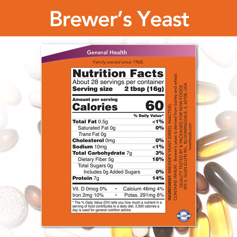 NOW Supplements, Brewer's Yeast Powder with naturally occurring Protein and B-Vitamins, 1-Pound - NewNest Australia
