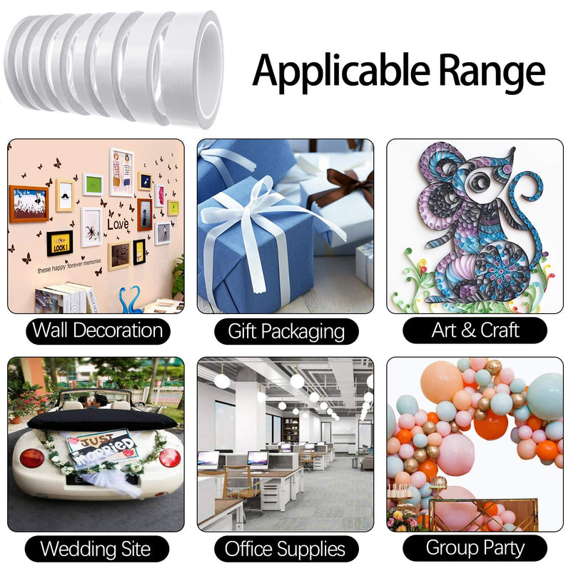 Double-Sided Tape for Arts, Crafts, Photography, Scrapbooking, Tear-by-Hand, Paper Backing (6 Rolls) (Width: 6mm/ 9mm/ 12mm/ 15mm) - NewNest Australia