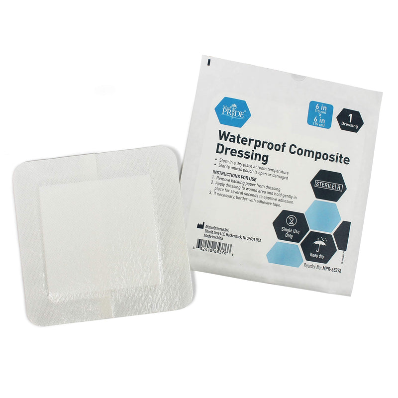Medpride Waterproof Composite Wound Dressing Pads- 10-Pack, 6 inches by 6 inches Pads- Sterile, Individually Wrapped- for Men + Women- for Pressure Ulcers, Post Op Trauma-Injury-Medium Absorbency 6x6 Inch (Pack of 10) - NewNest Australia