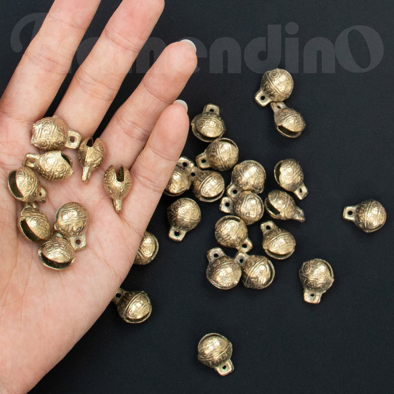 Framendino, 30 Pack Vintage Tibetan Brass Bells Mini Jingle Feng Shui Bell Charms for DIY Crafts Jewelry Making 0.6 Inch - NewNest Australia