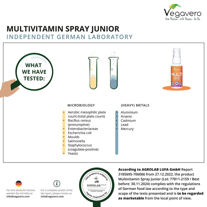 MULTIVITAMIN SPRAY FOR CHILDREN Vegavero® | Without sugar & artificial additives | From 1-13 years | With 11 vitamins | Strengthen immune system children * - NewNest Australia