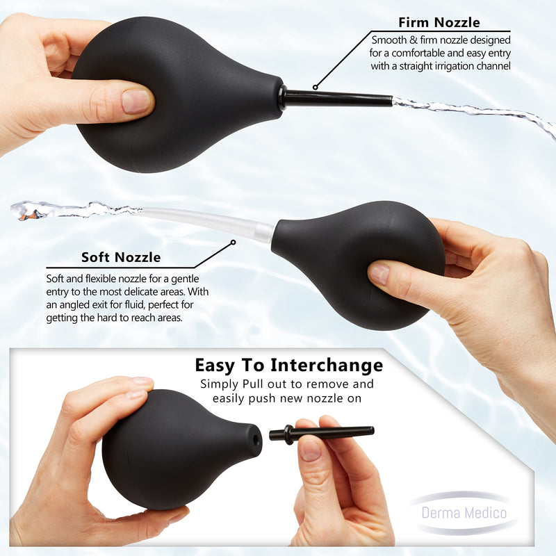 Premium Enema Bulb Douche Safe Comfortable 3 Nozzle Silicone Enema Kit for Men and Women - FDA Certified Medical Kits Fast Constipation Relief Safe Comfortable Rubber Washing Cleaning Kit, 225 ML - NewNest Australia