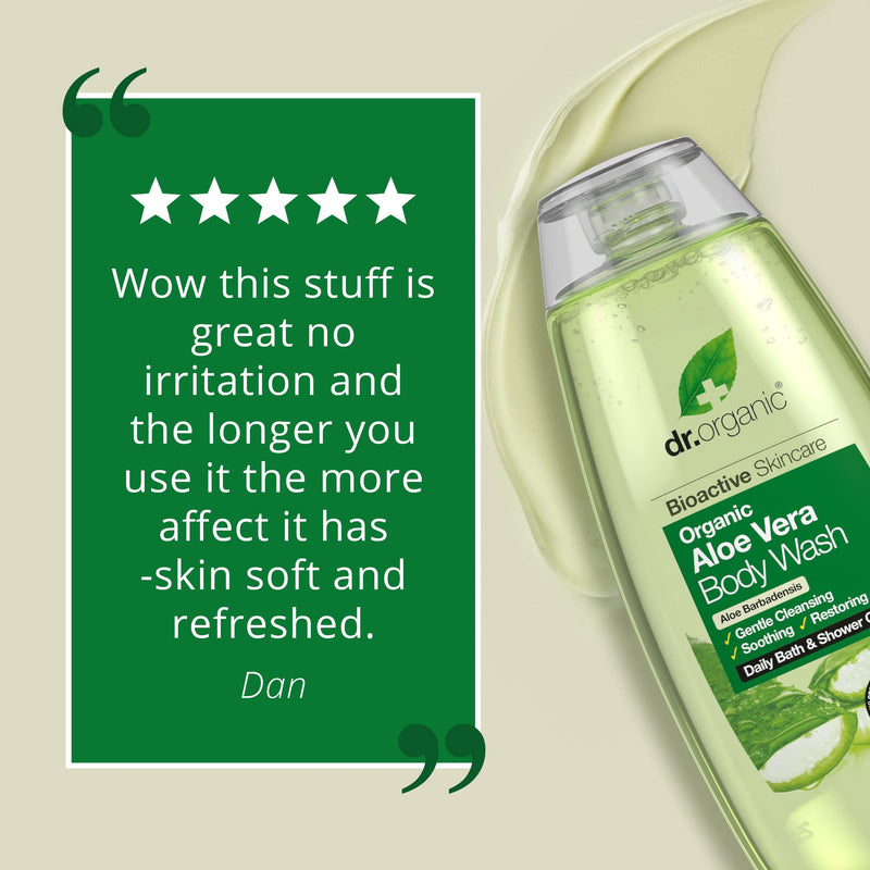 Organic Aloe Vera Body Wash, Natural, Vegan, Cruelty Free, Eco Friendly Recyclable Packaging, Paraben Free & SLS Free, For Women & Men, Shower, Palm Oil Free, Dr Organic - NewNest Australia
