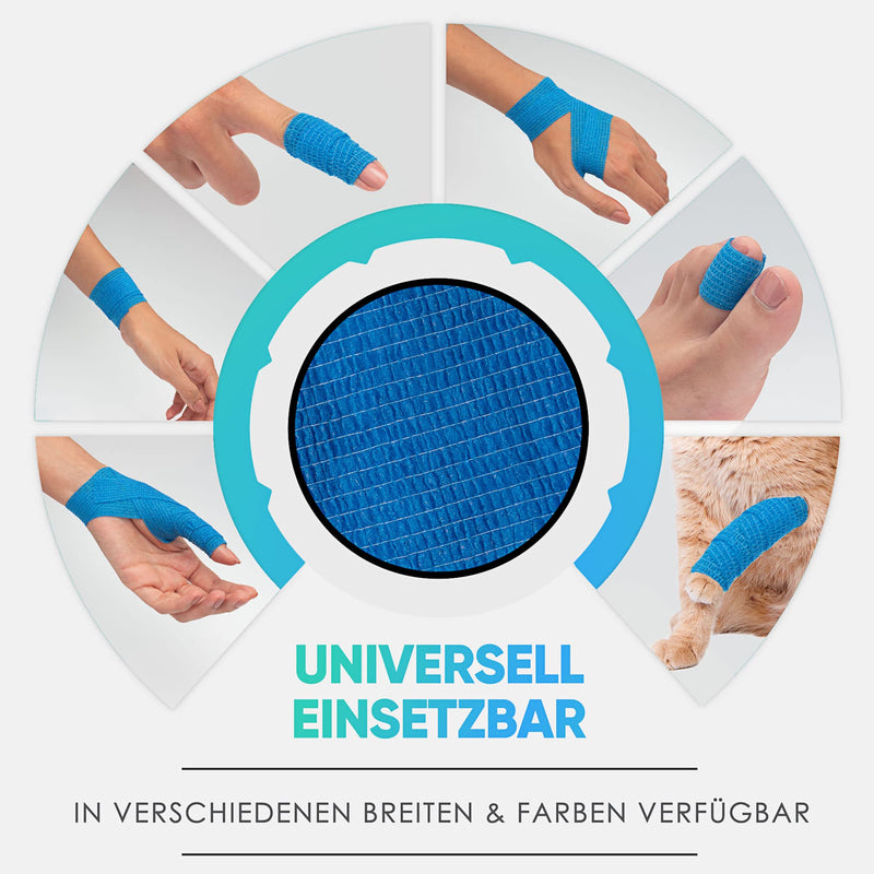 Self-Adhesive Finger Plaster, 8 X Plaster Rolls (2.5 Cm X 4.5 M), Self-Adhesive Bandage, Elastic Tape, Waterproof, Dust, Grease And Dirt-Repellent Plaster Tape (Blue, 8 Rolls) - NewNest Australia