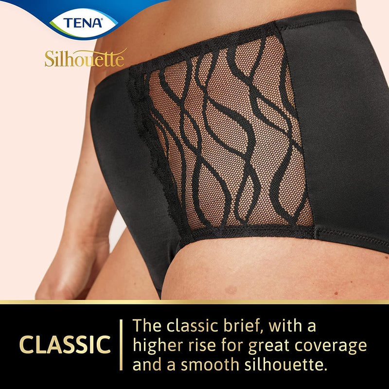 TENA Silhouette - Women's Washable Incontinence Pants - Soft and Stretchy - Black - 3X Protection for Light Leaks, Dry and Secure with Odour Control - Pack of 1, Black, Size XL - NewNest Australia
