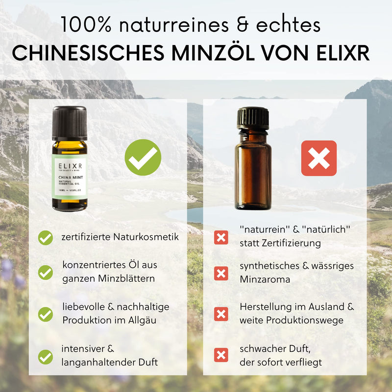 Elixr Chinese Mint Oil For Room Fragrance, Aromatherapy & Massage Oil - 100% Mint Leaf Essential Oil With Intense Fragrance - Certified Natural Cosmetics From Germany (10Ml) - NewNest Australia