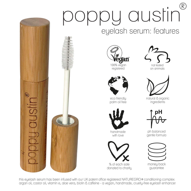 Poppy Austin 9g Eye Lash Serum - Premium Eyelash Growth Serum with Argan Oil, Castor Oil, Caffeine, Vitamin E, Aloe Vera - Vegan, Cruelty-Free Eyelash Serum, Growth Enhancer for Lashes, Brows - NewNest Australia