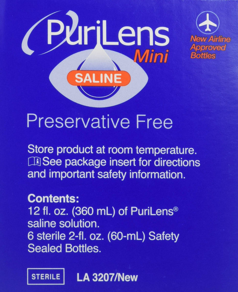 Purilens Mini Preservative Free Saline Six (60-mL) Bottles, Clear, 2 Fl Oz (Pack of 6) - NewNest Australia