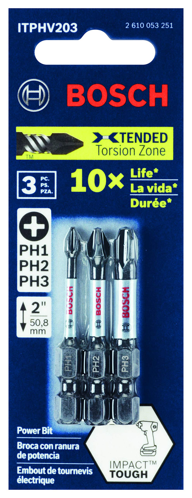 Bosch ITPHV203 3 pc. Impact Tough 2 In. Phillips Power Bit Set - NewNest Australia