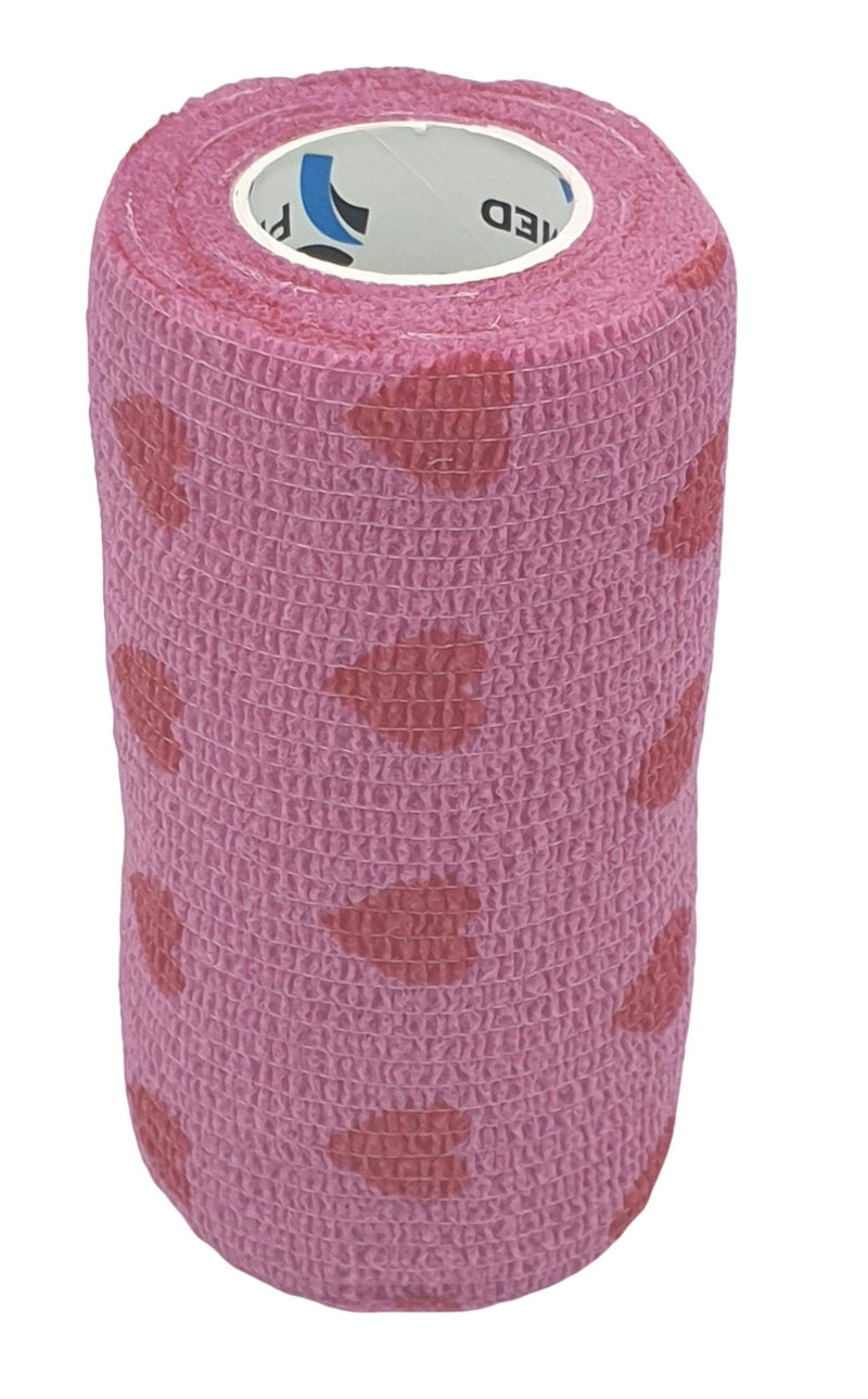 Pintomed Self-Adhesive Bandage, Stretched - 6X Pink With Red Hearts Bandage Rolls - 10 Cm X 4.5 M Adhesive Bandage Bandage; Fixing Bandage Health Plaster Sport Tape Stuk For Wrist, Leg, Arm, Vet Wrap - NewNest Australia