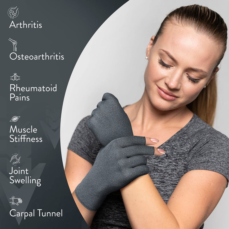 iMedic Arthritis Gloves for Women & Men - 1 Pair of Medium Grey Compression Gloves for Arthritis Pain Relief - Fingerless Gloves for Women & Men - Arthritis Gloves for Men & Women - NewNest Australia