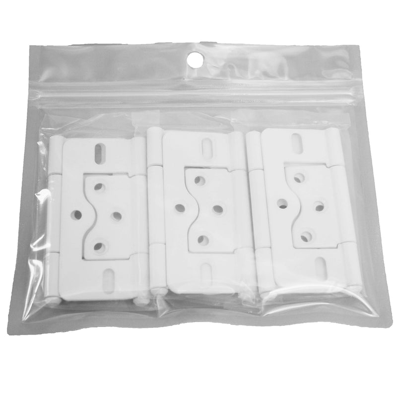 [J&J Products] DH-3x1.5-6W, Bi-Fold Door Non-Mortise Hinge, Steel, 3” x 1.5”, White (Pack of 6) - NewNest Australia