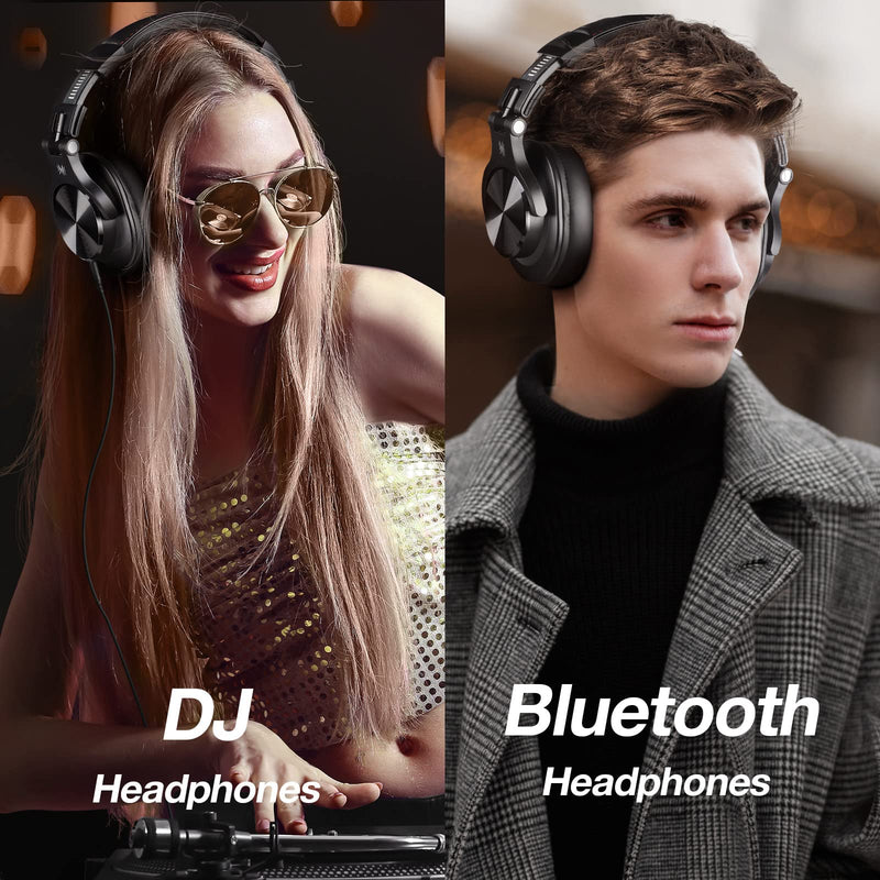 OneOdio A70 Bluetooth Headphones Over Ear, 72 Hrs Playtime, Monitor Level Stereo Sound Quality, Foldable Wireless＆Wired DJ Headphone, Professional Studio Headphones for DJ/TV/PC/Phone Black - NewNest Australia