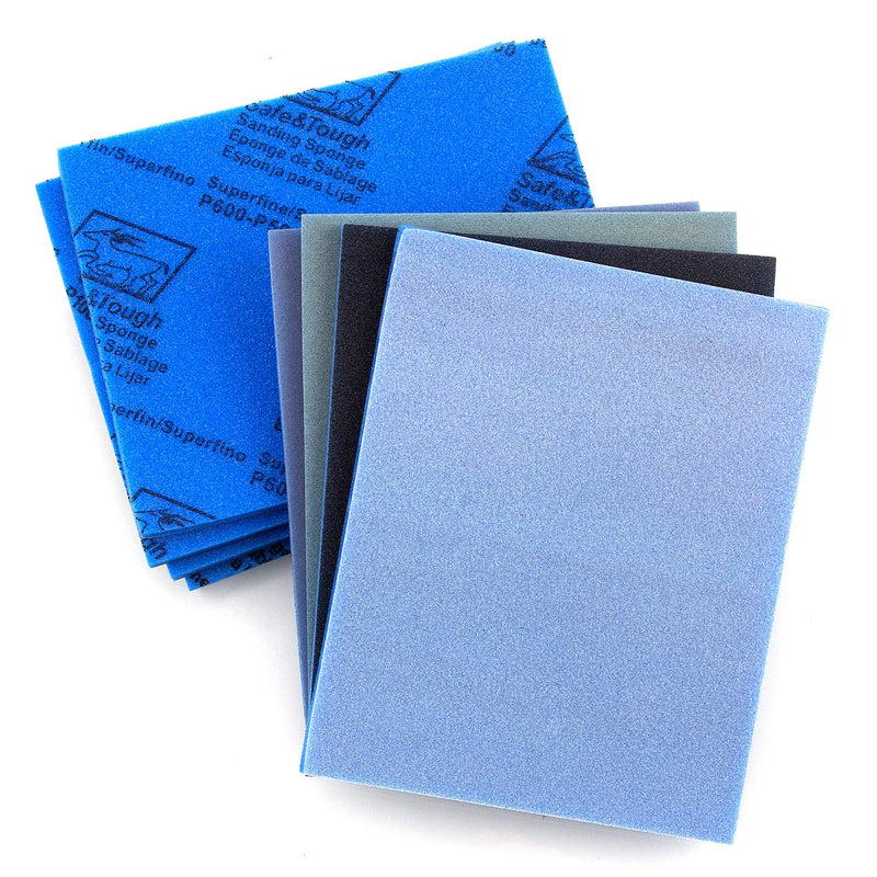 ADVcer 500-2000 Grit Sanding Sponge 8 Pads, 4.5" x 5.5" x 0.2" Assorted Wet or Dry Ultra Fine Hand Sanding Sponges, Flexible Soft Foam Sand Block for Drywall, Corner Contour, Metal Wood, Hobby Model - NewNest Australia