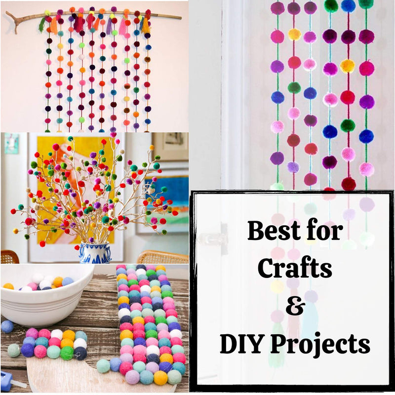 WAU Craft Pom Pom Balls - 100pcs 1.5 inch Multicolored Large Pompoms for Crafts Art DIY Project in Reusable Zipper Bag - NewNest Australia