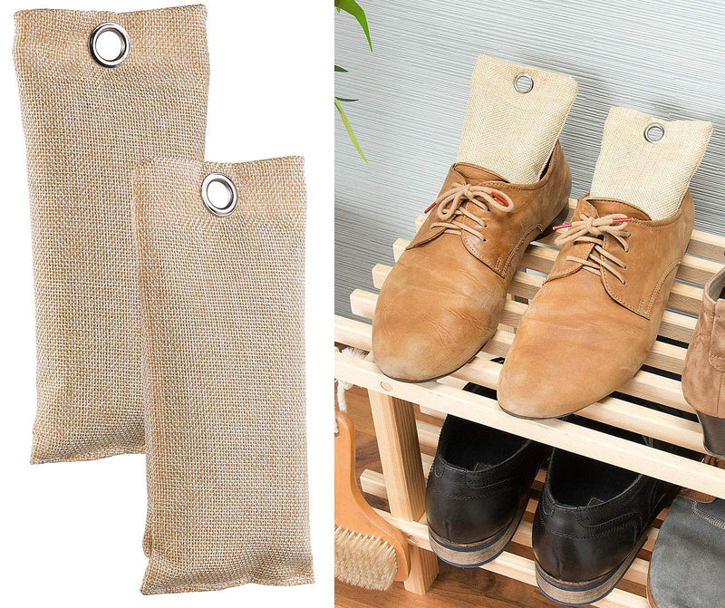 newgen medicals bamboo charcoal bags: 2-in-1 shoe freshener with bamboo activated carbon, odor-reducing, 8x 75 g (foot odor shoe deodorants, dehumidifier) - NewNest Australia