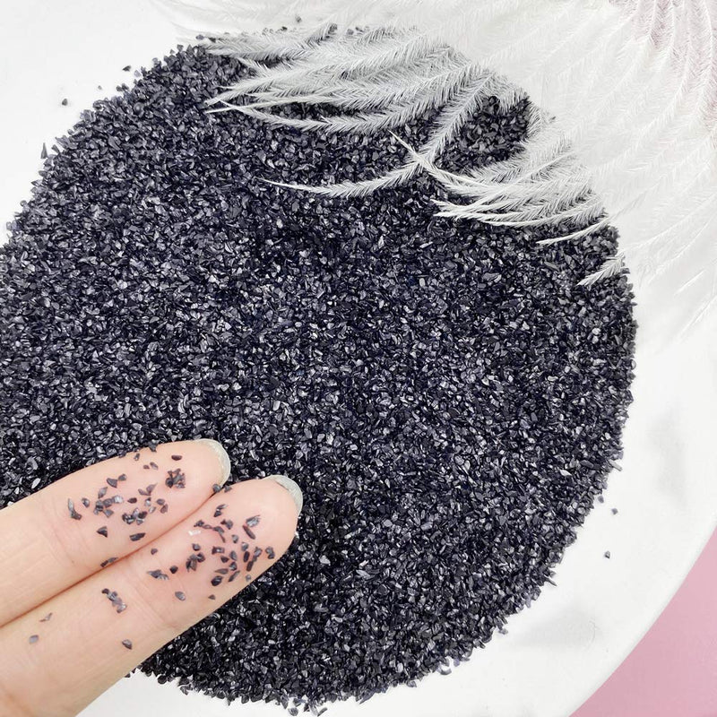 Jmassyang Crushed Glass Irregular Metallic Chips 100g Sprinkles Chunky Glitter for Nail Arts Craft Resin DIY Mobile Phone Case Vase Fillers Jewelry Making Home Decoration (Black, 0.5-2mm) Black - NewNest Australia