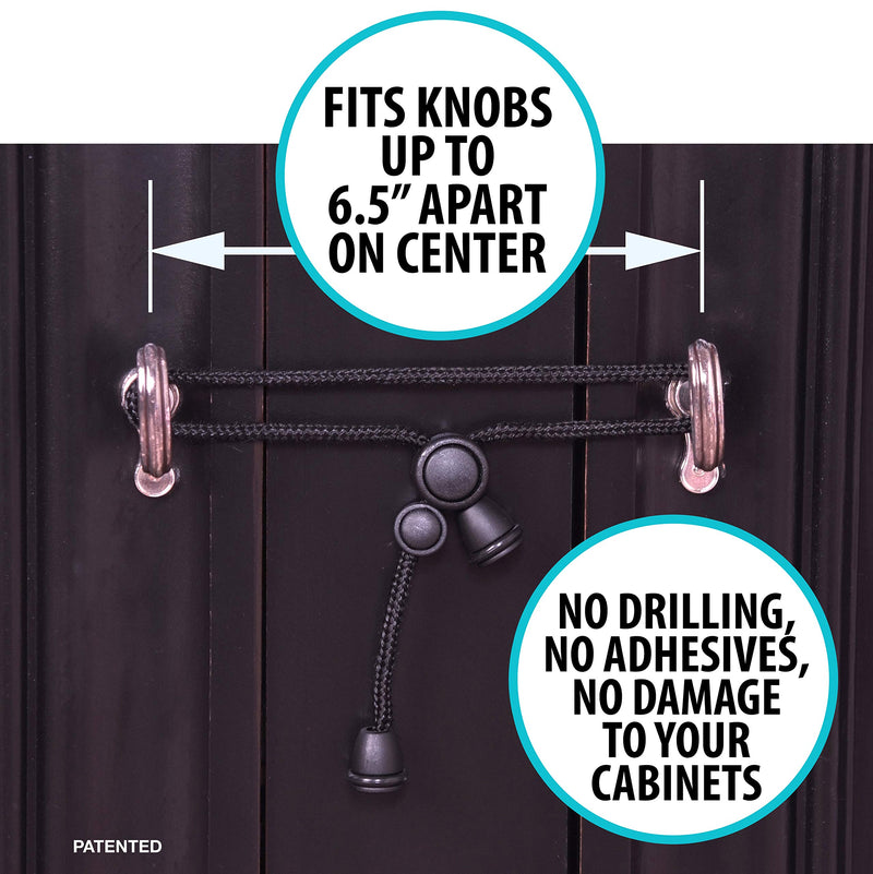Kiscords Baby Safety Cabinet Locks for Knobs Child Safety Cabinet Latches for Home Safety Strap for Baby Proofing Cabinets Kitchen Door RV No Drill No Screw No Adhesive (Black) - NewNest Australia