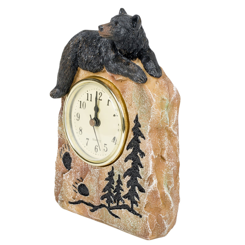 NewNest Australia - Slifka Sales Co. Bear Lying on a Rock Resin Decorative Tabletop Clock 