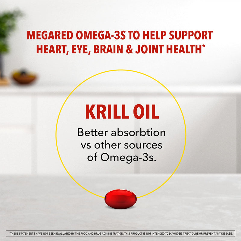 Antarctic Krill Oil 350mg Omega 3 Fatty Acid Supplement, MegaRed EPA & DHA Krill Oil Softgels (130cnt box), Phopholipids, Antioxidant Astaxanthin, Heart Health Supplement With No Fish Oil Aftertaste 350mg 130ct - NewNest Australia