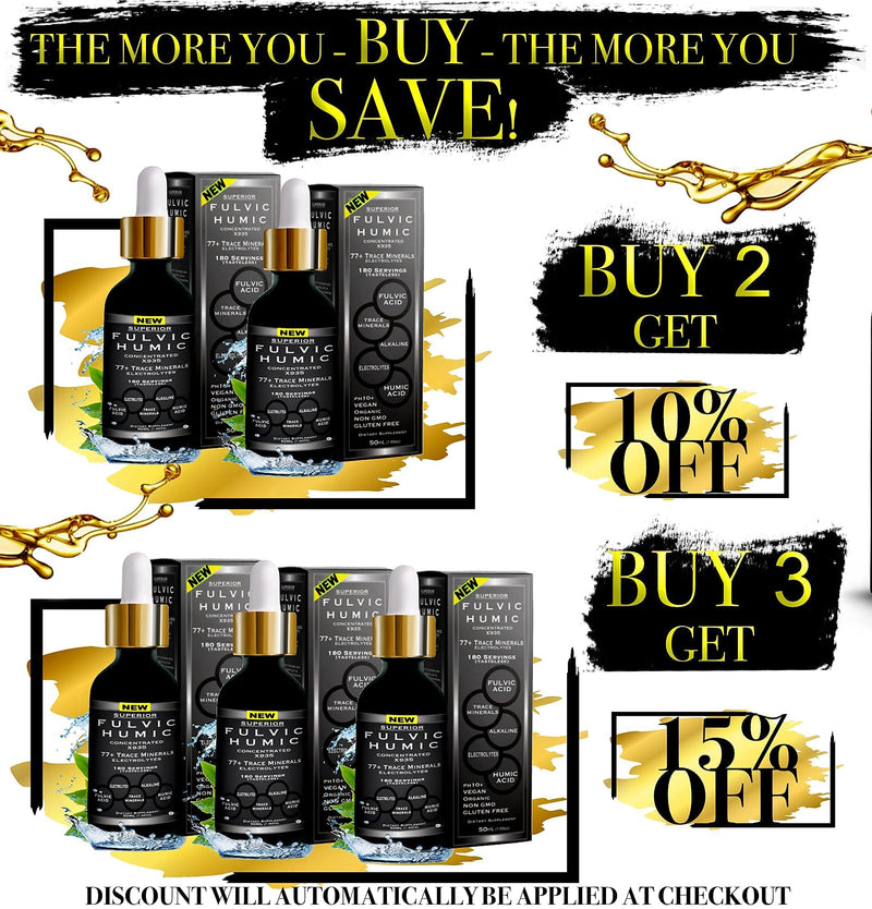 Fulvic Acid and Humic Acid Trace Mineral Drops 6 Month Supply, Electrolyte Energy Boost. All Natural Organic Plant Derived Blend of Ionic Trace Minerals from Fulvic and Humic Acid Similar to Shilajit - NewNest Australia