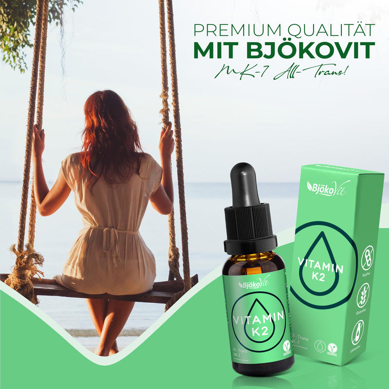 BjökoVit VITAMIN K2 VEGAN drops - high bioavailability thanks to All-Trans MK-7 form - 700 vegan drops with 100µg natural vitamin K2 per daily dose - NewNest Australia