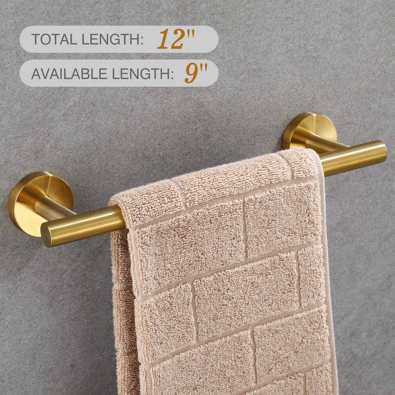 USHOWER 12-Inch Hand Towel Bar, Durable SUS304 Stainless Steel, Brushed Gold, Modern Style 12 Inch - NewNest Australia