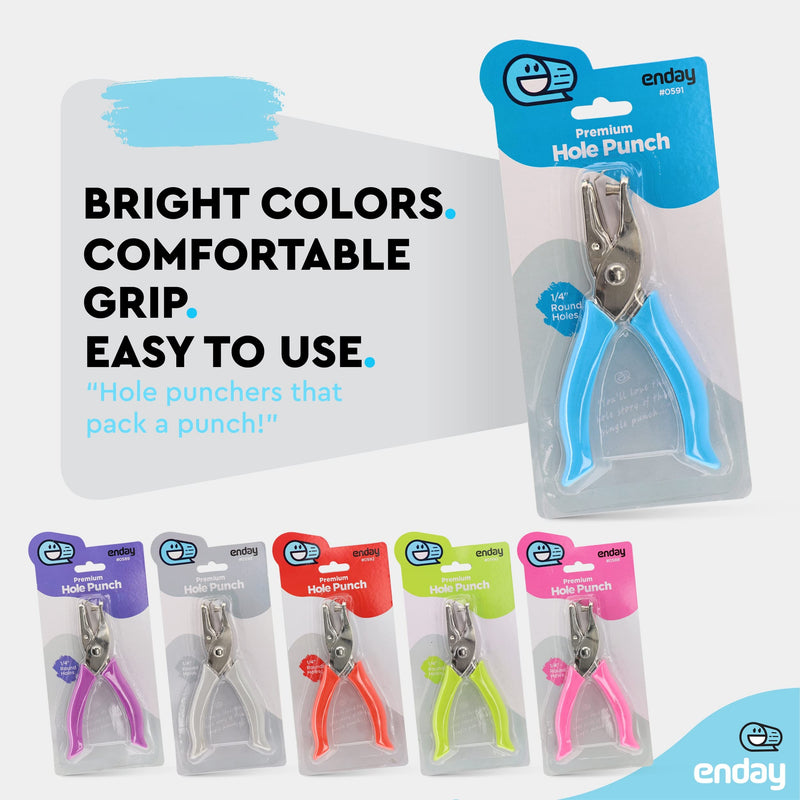 Single Hole Punch Metal Blue, 1/4” Hole Puncher with Soft Grip Handles for Paper and Crafts Round Circle Shape, for Kids and Adults, Also Available in Green, Pink, Red, Purple, Grey, 1 Pc – by Enday - NewNest Australia