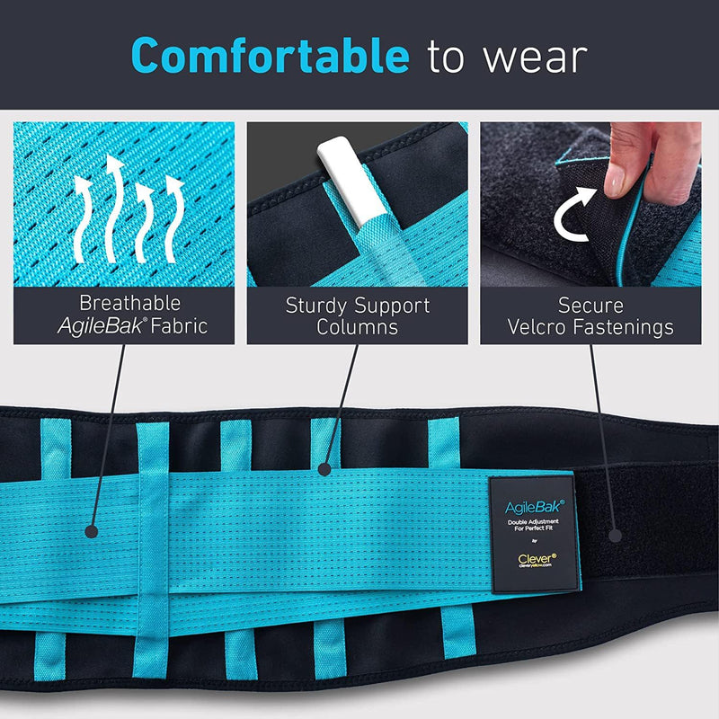 Clever Yellow Back Support Belt for Men and Women - Therapeutic Back Brace - Medical-Grade Lower Lumbar Belt Back Pain Relief Products for Men and Women - Blue, Large L (Waist Size: 32″-40″) - NewNest Australia