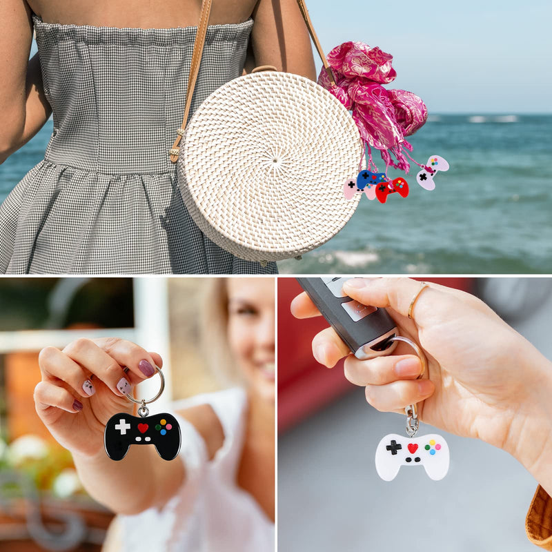 18 Pcs Video Game Controller Charms, MIKIMIQI 9 Colors Video Game Pendant Key Ring Colorful Resin Video Game Beads for Women Girls DIY Jewelry Making Video Game Party Favors Keychains - NewNest Australia