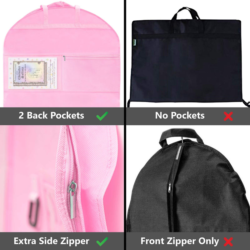 NewNest Australia - Garment Bags - 40" Costume Bag with Pockets for Dancers for Recitals, Competitions, and Travel! Pink (Cotton Candy) Cotton Candy 