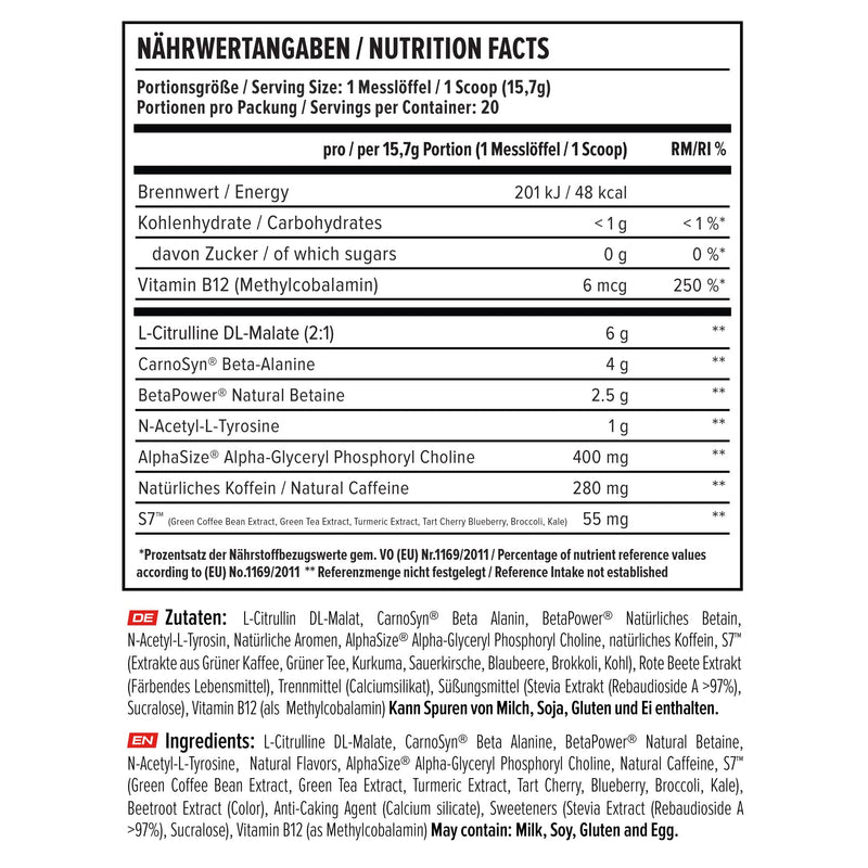 V8 Total Energy - Pre Workout Booster - Training Booster - CarnoSyn®, BetaPower®, Natural Caffeine - Vegan - Sugar Free - 20 Servings - Limited Edition - Tiger's Blood - NewNest Australia