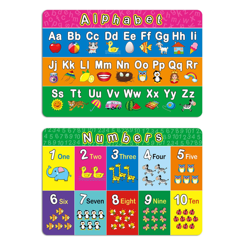 4 Pieces Educational Preschool Placemats for Toddlers and Kids, Non Slip Washable Reusable Learning Placemats for Nursery Homeschool Kindergarten Classroom Supplies Alphabet, Shape, Color, Number - NewNest Australia