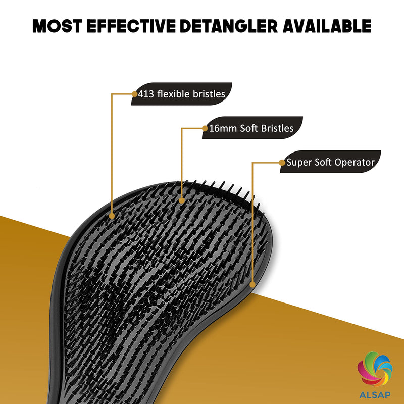 ALSAP Detangler Hair Brush with Combing Tool - Tangle Teaser Hair Brush for Women / Girls / Kids - Detangling Accessories for Long / Short - Curly / Wavy and Wet hair (black) black - NewNest Australia