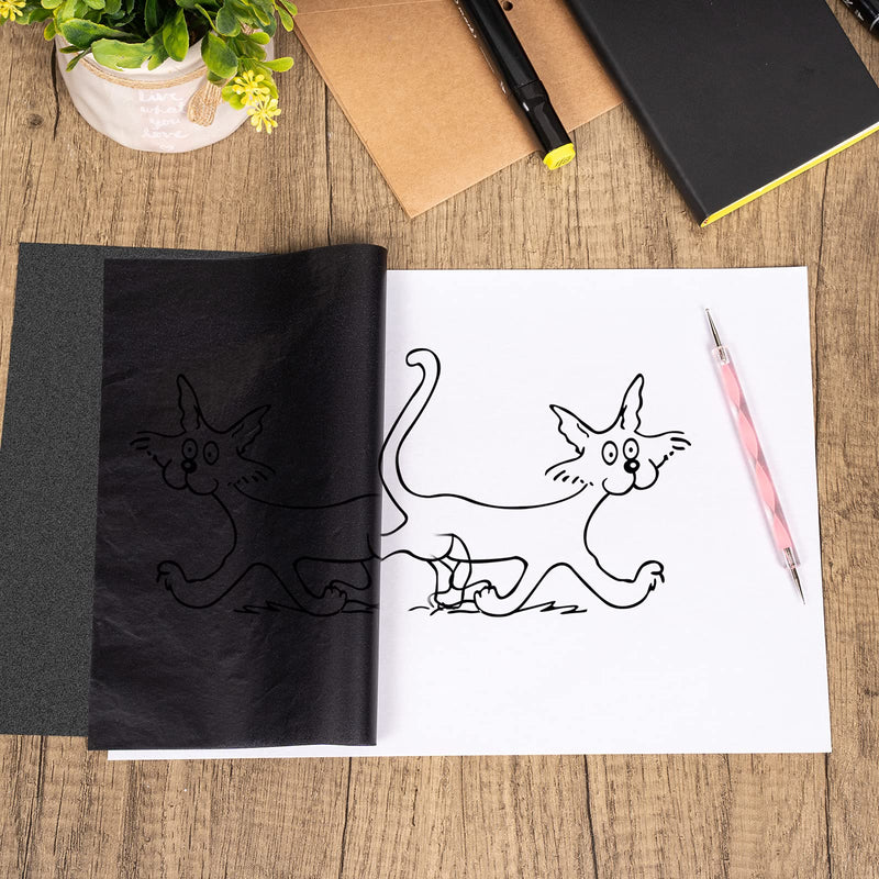 200 Sheets Carbon Paper Black Graphite Paper Transfer Tracing Paper and 5 Pieces Ball Embossing Styluses for DIY Woodworking, Paper, Canvas and Other Art Craft Surfaces - NewNest Australia