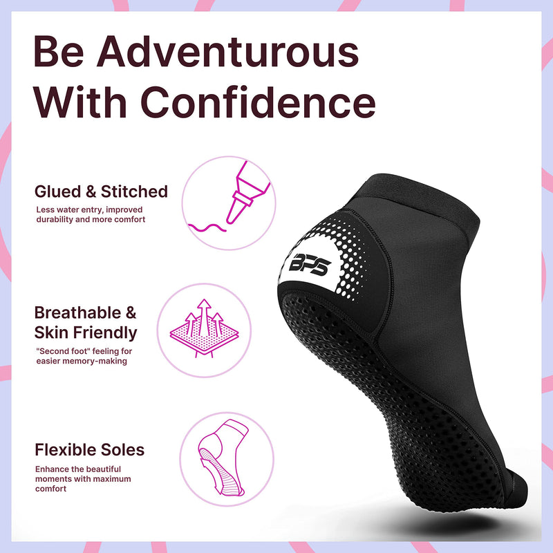 BPS 'Second Skin' Soft and Ultra Stretch Water Socks High Cut Low Cut Unisex 01 - Low Cut - Black Large - NewNest Australia