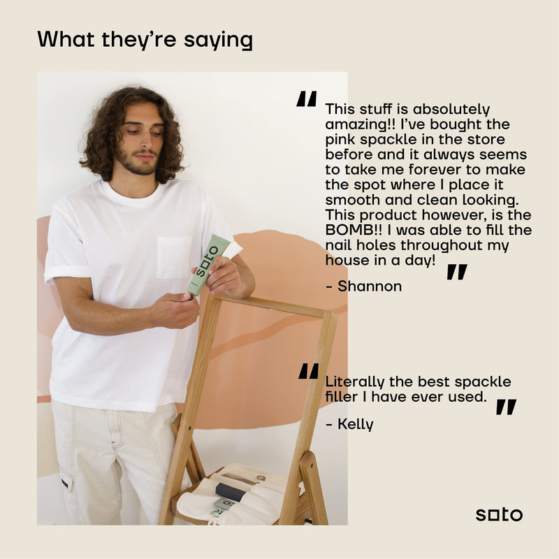 soto Premium SPACKLE 7-Piece KIT. Includes: Spackle, Key, Knife, Sandpaper, Gloves, Towel, Cotton Tool Storage Case. Use on: Walls, Ceiling, Furniture, Cabinets (No. 01 Perfect White) No. 01 Perfect White - NewNest Australia