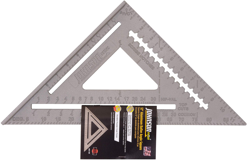 Johnson Level & Tool RAS-120 Aluminum Rafter Square w/Manual, 12", Silver, 1 Square - NewNest Australia