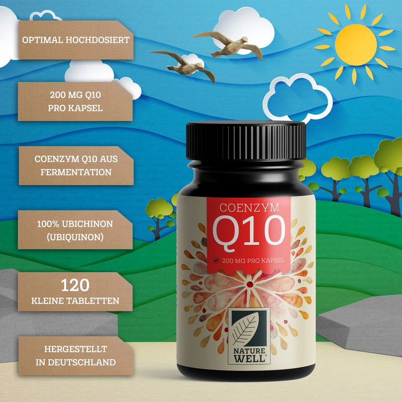 High-dose Q10 capsules 120x with 200 mg coenzyme Q10 per capsule, high-quality coenzyme Q10 vegan from fermentation, without unwanted additives, supply for 4 months - NatureWell 120 pieces (pack of 1) - NewNest Australia