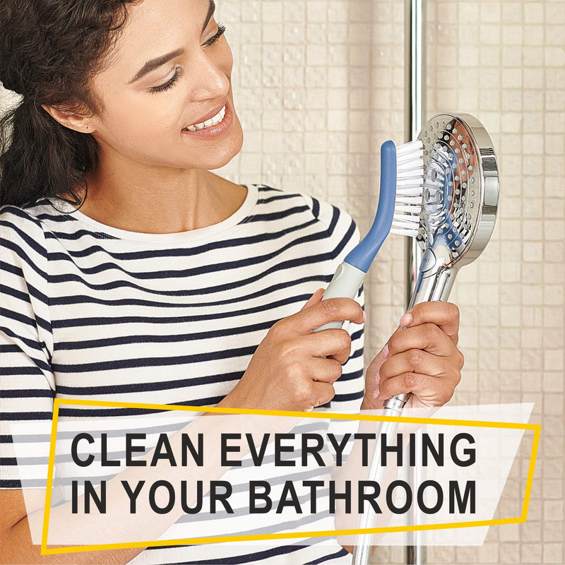 Scrub Brush Set of 3pcs - Cleaning Shower Scrubber with Ergonomic Handle and Durable Bristles - Grout Cleaner Brush - Scrub Brushes for Cleaning Bathroom/Shower/Tile/Kitchen/Floor/Bathtub/Carpet Blue - NewNest Australia