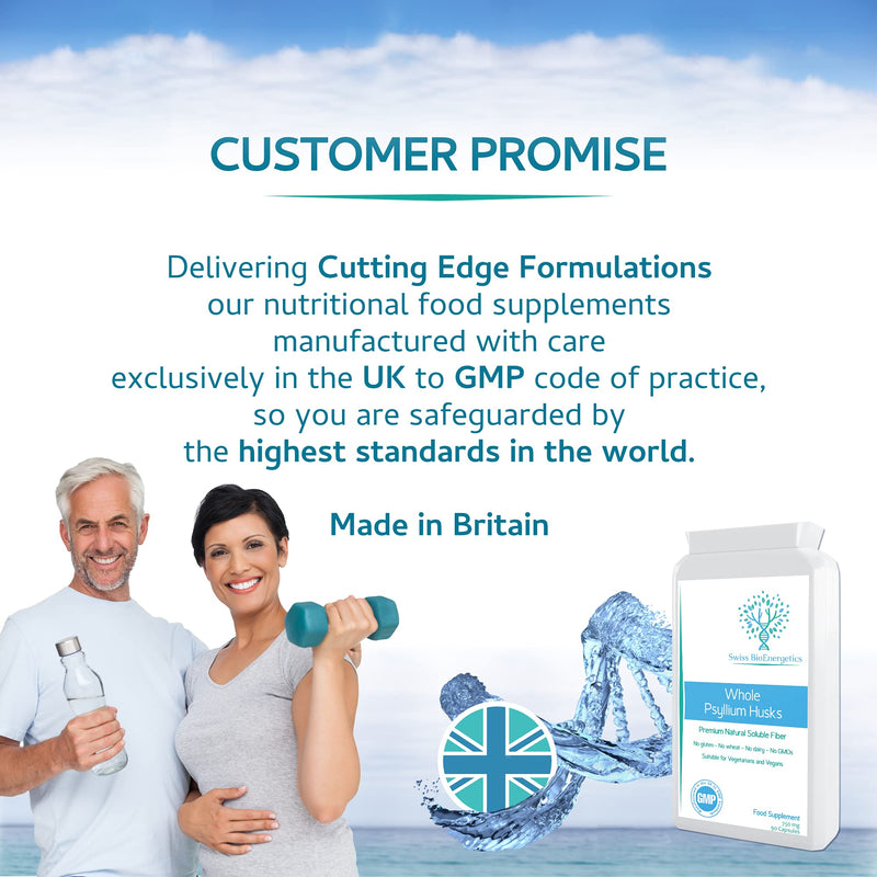 Whole Psyllium Husks 750mg 90 Capsules - Premium Natural Soluble Fiber Supplement - Great for Digestion, Keto Weight Loss Diets, Digestion and complementing a Probiotic Supplement – UK Manufactured - NewNest Australia