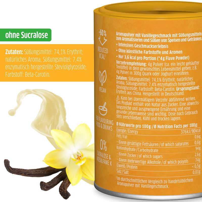 XUCKER Flave Powder Vanilla 120g - Vanilla Flavor Powder for natural enjoyment without sugar, aspartame & sucralose I Flavor powder for flavoring food and drinks - NewNest Australia