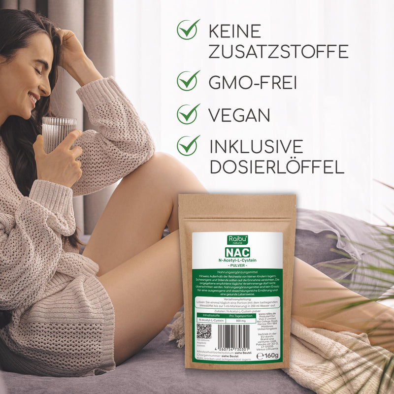Raibu Nac Powder 160 G Per Bag For More Than 6 Months - Nac Acetyl L-Cysteine In Best Quality - N-Acetyl-Cysteine Powder 100% Pure And No Additives Produced In Germany (160) (160 G) - NewNest Australia